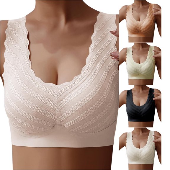 Vrotazzy Chest Wrapped Vest Women Gathered Without Steel Ring With Chest Pad Closed Bottom Plus Size Seamless Bra Underwear