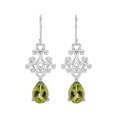thumbnail image 1 of 7x5 MM Pear Peridot 925 Sterling Silver Filigree Dangle Drop Women Earring, 1 of 4