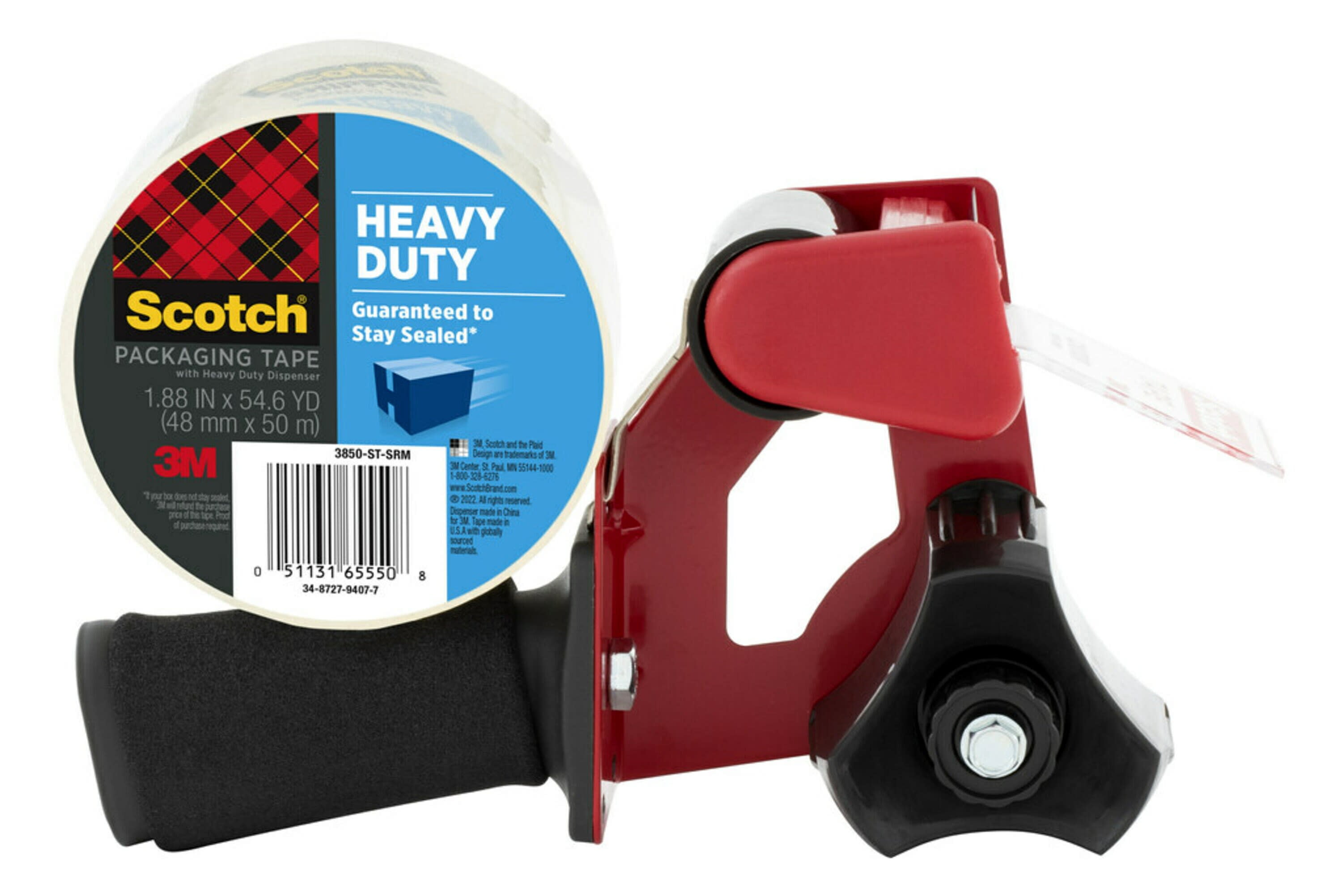 Scotch Heavy Duty Packaging Tape & Dispenser, Clear, 1.88" x 54.6 yd
