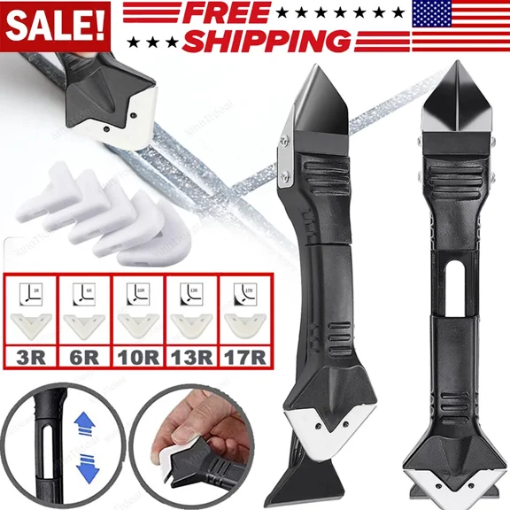 3 In 1 Silicone Remover Caulk Finisher Sealant Smooth Scraper Grout Kit Tools