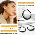 thumbnail image 5 of FOCALOOK Chunky Black Hoop Earrings for Women 316L Stainless Steel Hypoallergenic 5mm Thick Tube Simple Circle Hoops 40mm, 5 of 9
