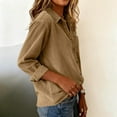 thumbnail image 4 of Womens Tops Oversized Corduroy Collared Button Down Long Sleeve Shacket Jacket Blouse Tops With Pocket M Size Going Out Tops For Women Women's Tops Tees & Blouses, 4 of 7