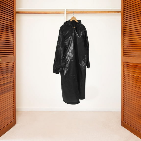 OUNONA WORGEOUS 2 Pcs Reusable Lightweight Waterproof Raincoats EVA Rain Poncho for Adults Men and Women Outdoor Hiking Black