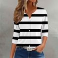 thumbnail image 2 of yunLCZ Women's T-shirts Discounted Womens Summer Tops Fashion 2025 V Neck Print Shirts Casual Button Down 3/4 Lenght Sleeve Blouses Summer short sleeve loose fit tunics, 2 of 5
