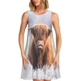 thumbnail image 1 of Balery Cow Vestidos de verano para mujer con estampado: vestido holgado sin mangas, vestido playero informal y cómodo para días calurosos., 1 of 7