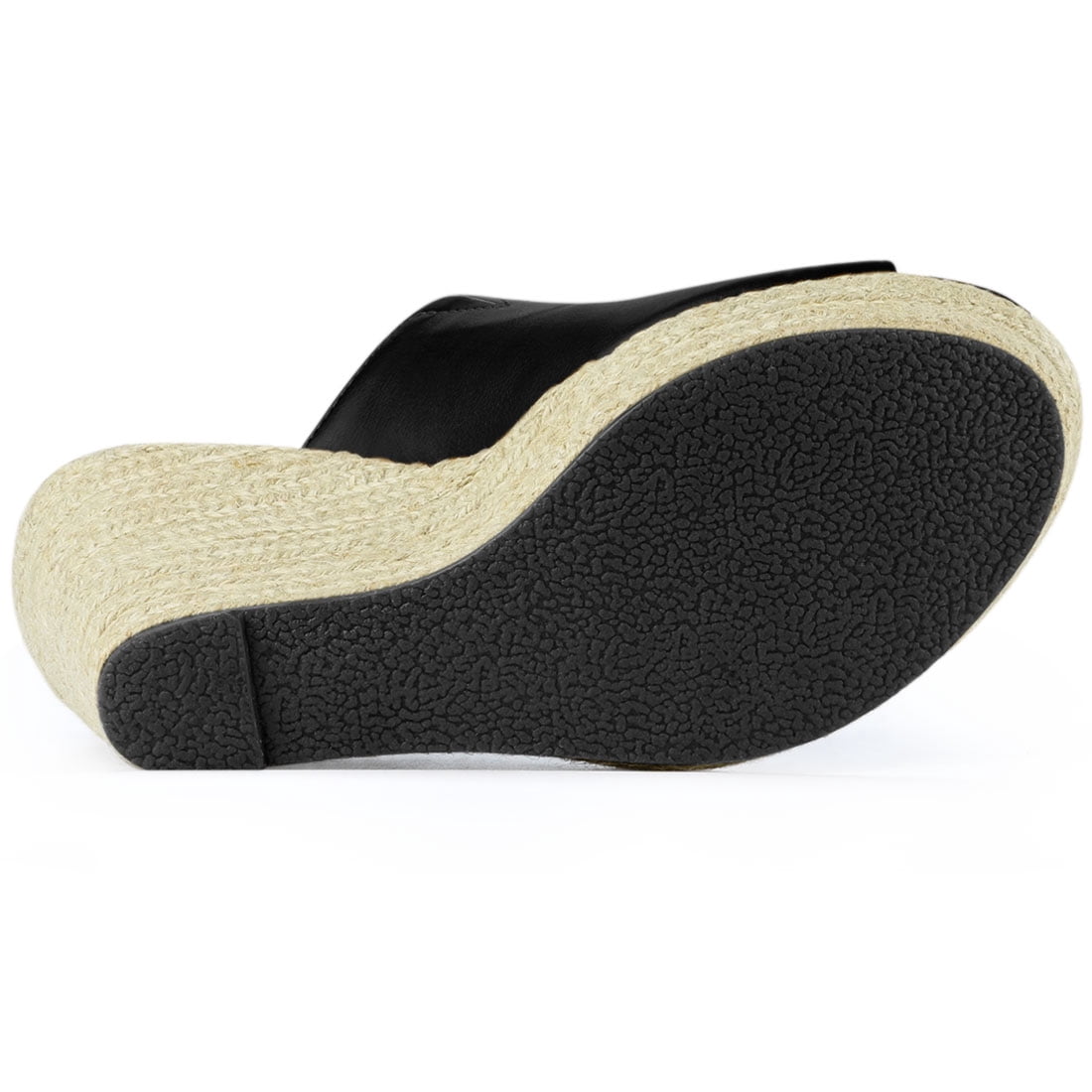 DARING DIVA Women's Slip on Platform Sandals Espadrilles Wedges Slides Mules Black 10