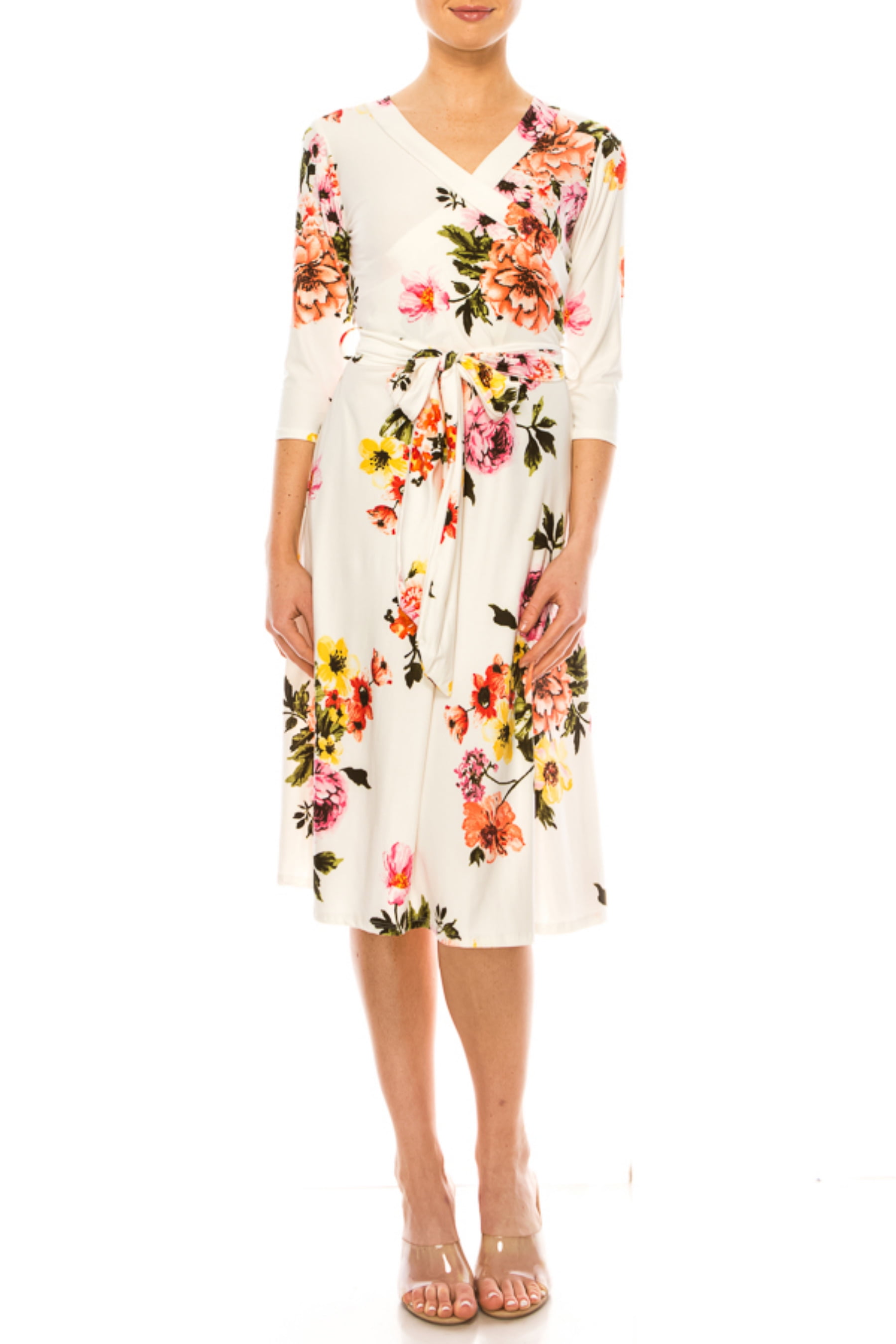 Women's Long Sleeves Faux Wrap Floral Mini Dress