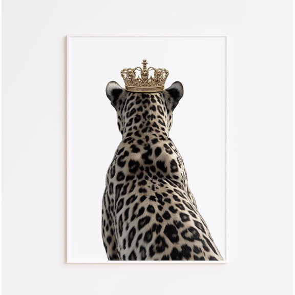 Leopard with Crown Poster: Gold Safari Animal Art, Size 8x12 UNFFRAMED F03.1.7l1666