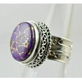thumbnail image 4 of Navya Craft Purple Copper Turquoise 925 Sterling Silver Handmade Women Statement Ring Size 5.5, 4 of 5