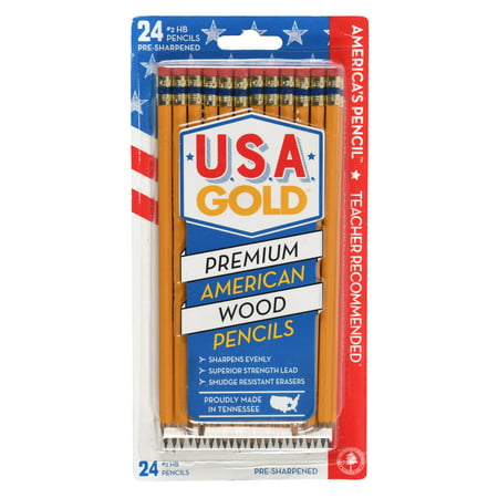 Write Dudes USA Gold Premium Cedar Pre-Sharpened #2 Pencils,