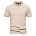thumbnail image 1 of Polos 100% de algodón de Color sólido para hombre, Polos informales de manga corta con cuello levantado para hombre, Polos de alta calidad para hombre, nuevo verano, 1 of 5