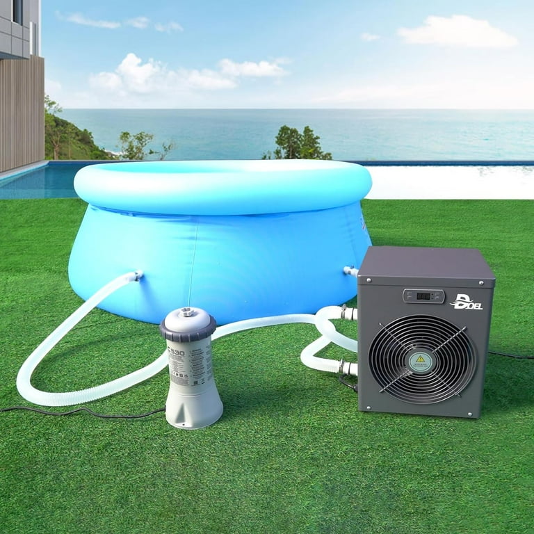 DOEL 12000 BTU Mini Swimming Pool Heat Pump for Above Ground Pools 3.45 kW Electric Pool Heater with Titanium Heat Exchanger 110V 60Hz