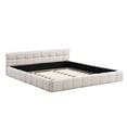 thumbnail image 3 of Christopher Knight Home Minimalist Chenille King Upholstered Bed, Tufted Checkerboard Headboard, Light Beige, 3 of 9