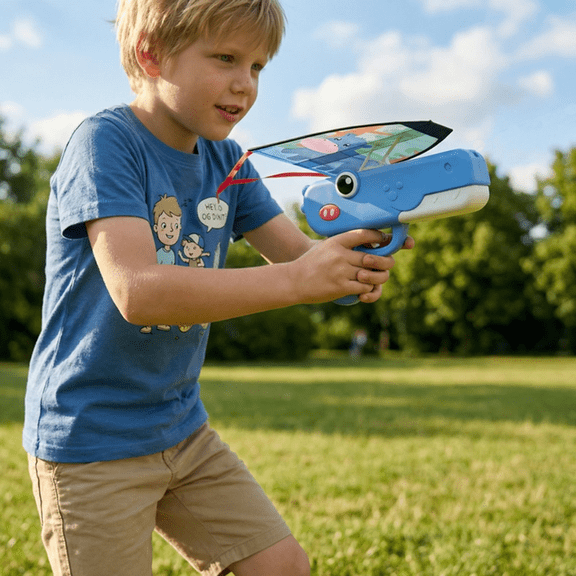 Dinosaur Kite Launcher Toy, Kite Toy, Foam Glider Catapult Plane, Foam Glider,Blue