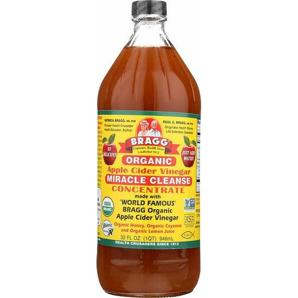 (2 Pack) Bragg Organic Apple Cider Vinegar, Miracle Cleanse Concentrate