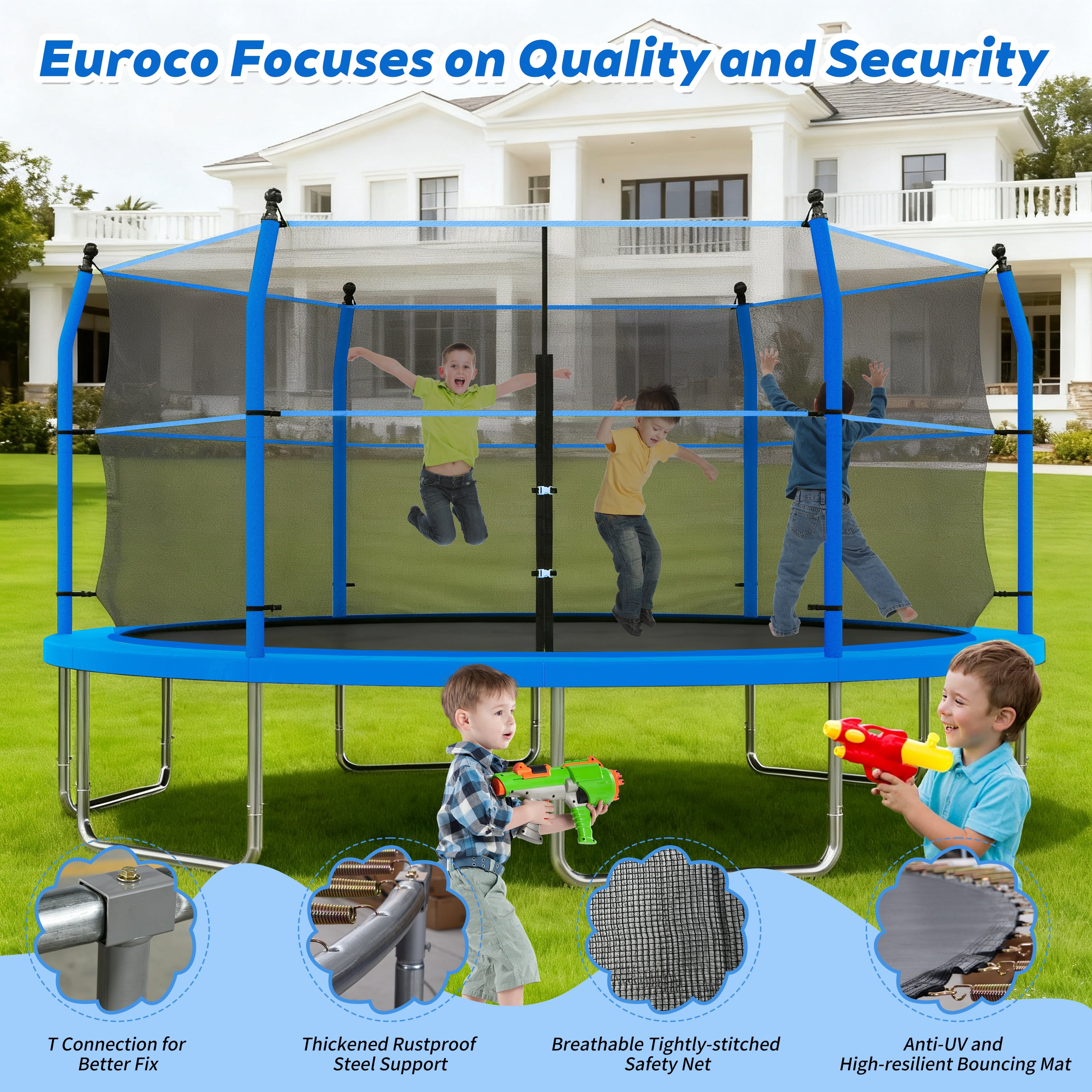 14FT Trampoline with Net, SHINPT Large Trampoline with basketball Hoop, Outdoor Trampoline for Kids and Adults, Heavy Duty Trampoline with Ladder for Backyard, Big Trampoline for Best Gift for Kids