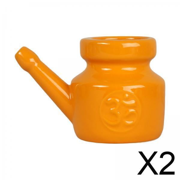 2 Botes De Cerámica Neti A Prueba De Fugas Para Enjuague Nasal, Duraderos Para Limpieza Nasal, 350 Ml, Color Naranja