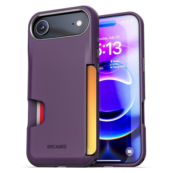 Encased for iPhone Air Wallet Case (Cache Series) - Protective Phone Case with Built-In Card Holder Slot (Purple)
