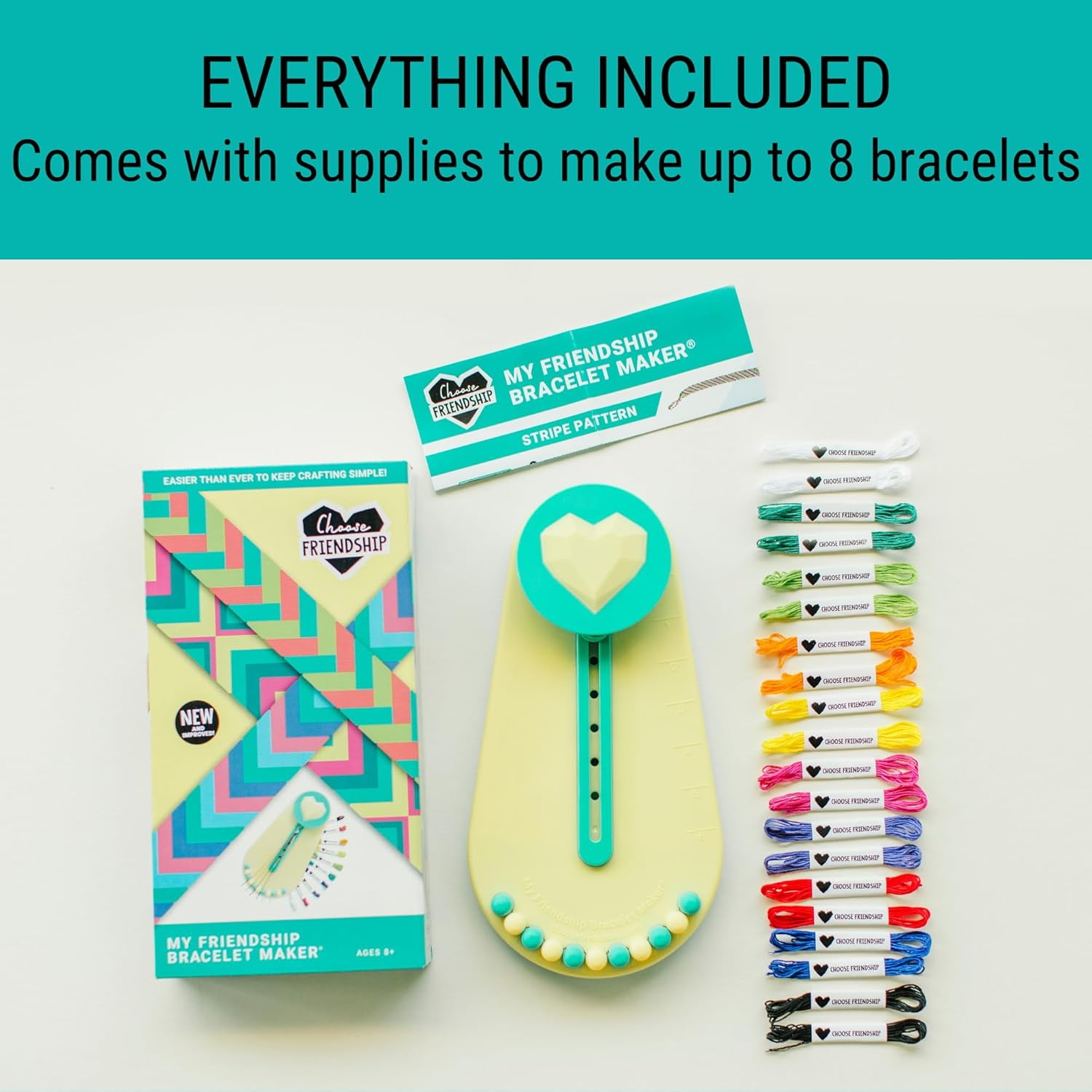 Choose Friendship My Friendship Bracelet Maker (New and Improved) Jewelry Making Kit, 20 Threads, Taffy