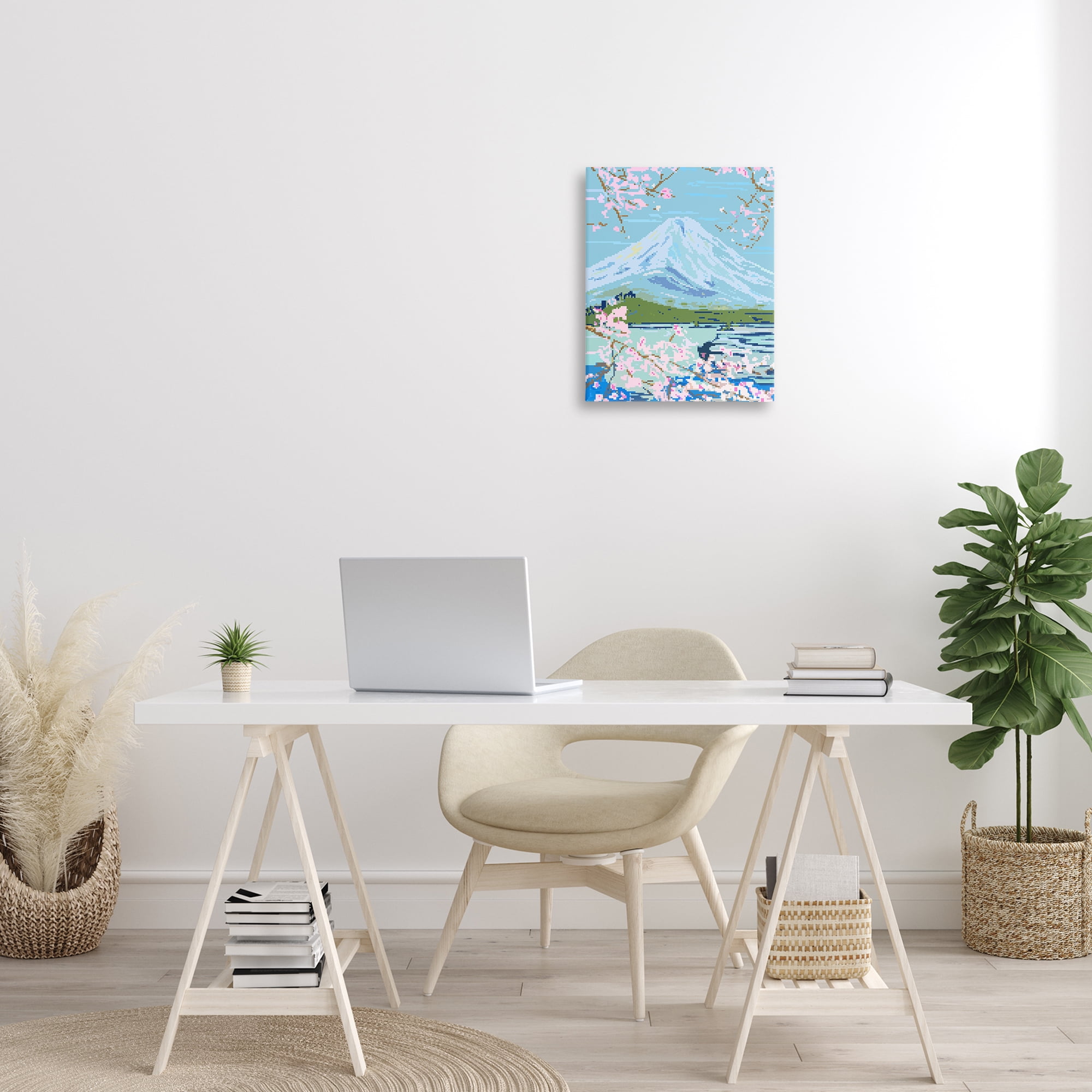 Stupell Industries Pixel Mount Fuji Landscape Painting Gallery Wrapped Canvas Art Print Wall Art, 16 x 20