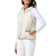 thumbnail image 4 of Chaleco sin mangas acolchado ligero con capucha para mujer, botón, talla M, color albaricoque, 4 of 6