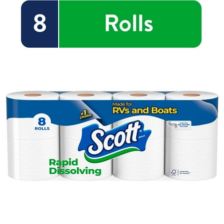 Scott Rapid-Dissolving Toilet Paper for RVs & Boats  48 Double Rolls (6 Packs of 8 Rolls)