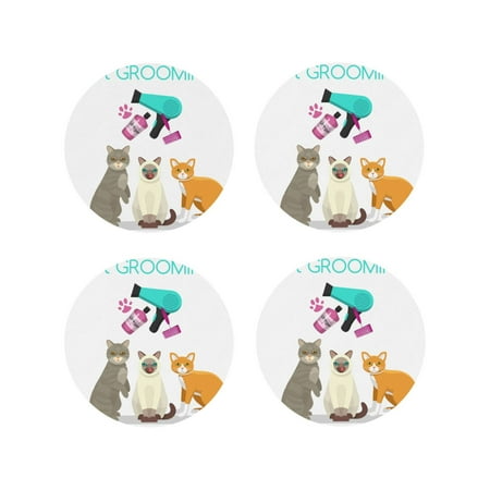 

Tideii Pet Care Grooming for Leather Coasters 4 Pieces Anti-fouling and Anti-scalding Decorative Coasters Suitable for Restaurants Kitchens Coffee Shops-Round Shape