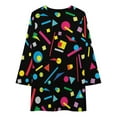 60"s Retro Groovy Mod Flowers in Yellow Aqua and Blue Long Sleeved
