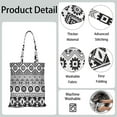 thumbnail image 4 of Tribal Style Striped Canvas Tote – Artistic Natural Reusable Shopping Bag, 4 of 4