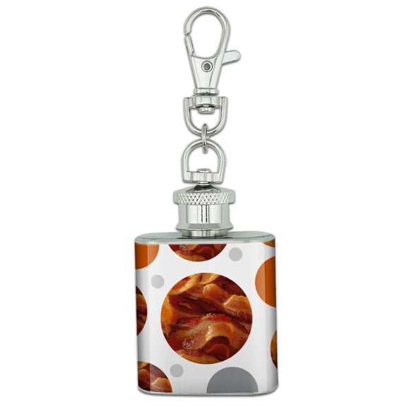 Bacon Stainless Steel 1oz Mini Flask Key Chain