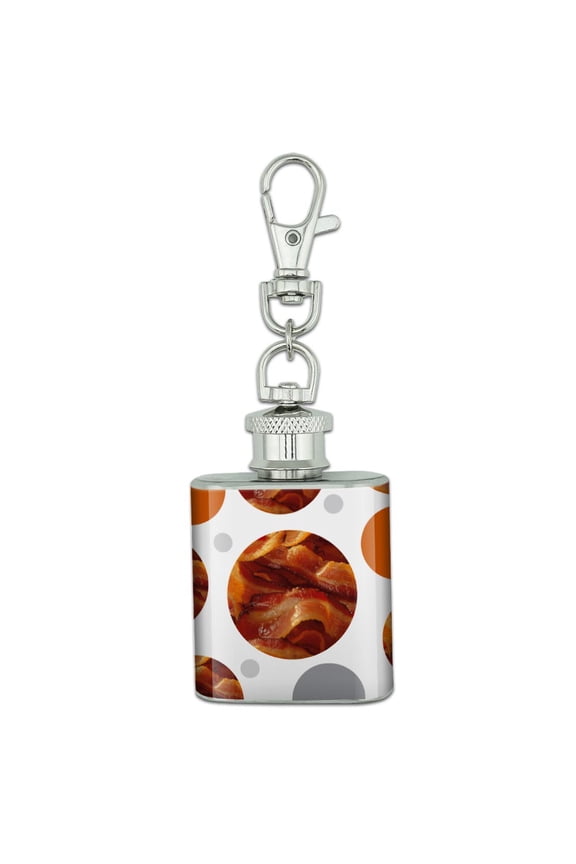 Bacon Stainless Steel 1oz Mini Flask Key Chain