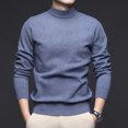 thumbnail image 3 of Otoño 2024 Nuevo suéter elástico ajustado de color sólido de cuello medio alto para hombres Camisa de fondo para jóvenes y de mediana edad, 3 of 5