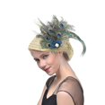 thumbnail image 5 of Tocado de plumas de pavo real Clips Tocado Sombreros Pinzas para el cabello Estilo Charleston Kentucky Gatsby Fiesta del té Boda Derby Rendimiento para mujeres Verde, 5 of 5