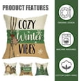 thumbnail image 2 of Warm Winter Wishes Decorative Throw Pillow Covers 16 x 16 Set of 4, Cozy Vibes Christmas Pine Tree House Ornaments Outdoor Pillowcase, Snowflakes Farmhouse Holiday Cushion Case Home Decor, 2 of 5