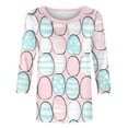 thumbnail image 3 of MELDVDIB Womens T-Shirts Crew Neck 3/4 Sleeve Shirts Loose Summer Tops Cute Easter Printed Stretch Comfy Tees, 3 of 5