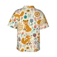 thumbnail image 3 of Daiia Whimsical Fox Floral Garden Hawaiian Shirt for Men Gentle Cotton Regular Short Sleeve Casual-X-Large, 3 of 9