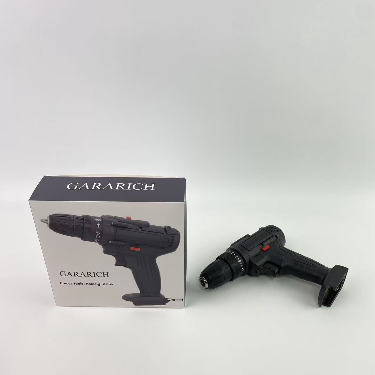 GARARICH Power tools, namely, drills,20V MAX Lithium lon Cordless Drill, Power Drill Set with 3/8-Inch Keyless Chuck (Black)