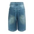 thumbnail image 6 of Swanpen Women's Solid Color Jean Capri Shorts Wide Leg Loose Fit Button Detail Casual Pants for Spring Summer Fall, 6 of 6
