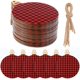 thumbnail image 1 of Rawiri - Juego de 50 piezas de adornos navideños de hilo de madera, discos redondos de madera con agujeros para adornos navideños (negro-rojo), 1 of 7