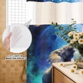 thumbnail image 3 of No Hook Shower Curtain, Abstract Art Elephants Shower Curtains for Bathroom with See Through Top Window, Blue Moon Forest Black Waterproof & Washable Bath Curtain Long 72"x78", 3 of 9