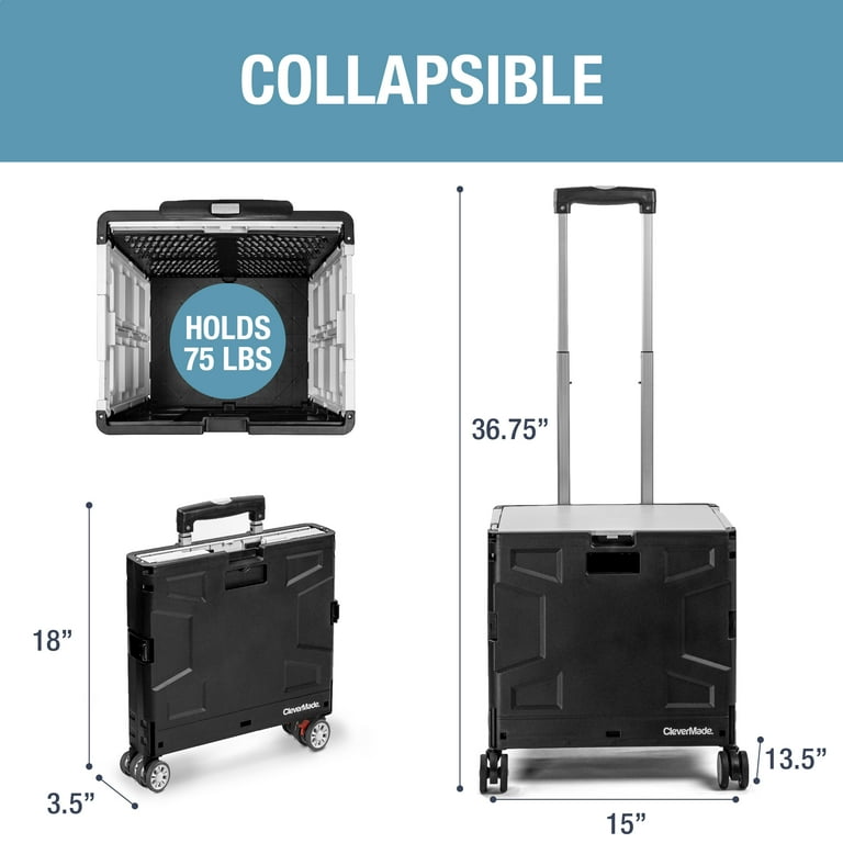 CleverMade Wheeled Storage Crate, 35L Capacity, Lockable Lid