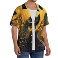 thumbnail image 2 of Gukieu Elegant Gold Leaf Peacock Print Men's Short-sleeved Shirts, Button-down Pocket Shirts, T-shirts, Beach Vacation Travel Summer Clothing-4X-Large, 2 of 5