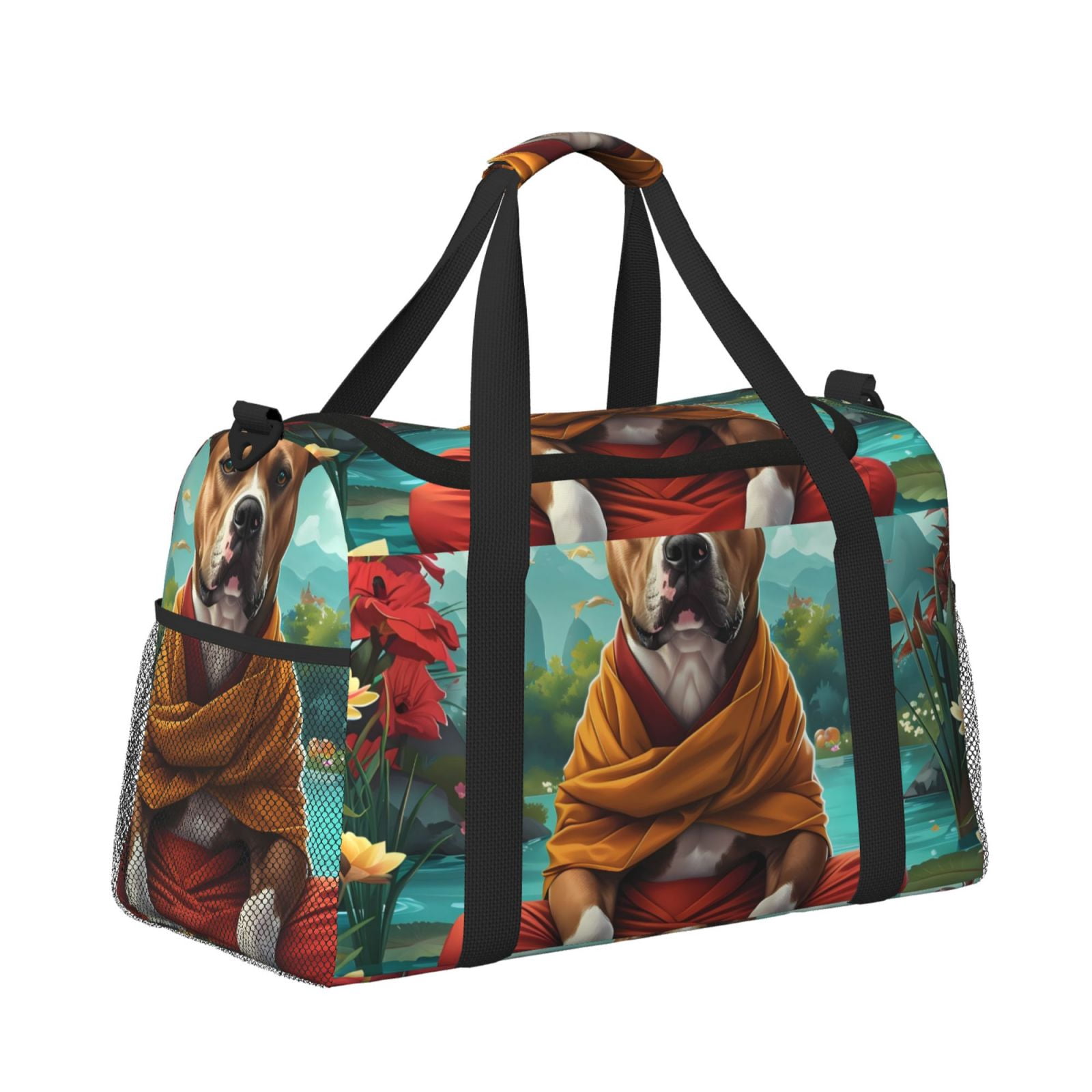 Fuzoiu Meditating French Bulldog Print Travel Duffle Bag,Carry On Tote Bags,Duffel Bag,Sport Gym Bag, Hospital Bag for Labor and Delivery, Overnight Bag,Luggage Bag