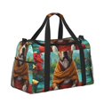 thumbnail image 2 of Fotbe Meditating French Bulldog Bolsa de Viaje con Estampado, Bolsa de Fin de Semana para Mujer con Compartimento para Zapatos, Bolsa de Gimnasio con Bolsillo Húmedo, 2 of 7