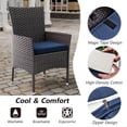 thumbnail image 3 of Kullavik 5-Piece Patio Outdoor Dining Set, Wicker Patio Furniture Set of 4 Rattan Chairs with Soft Cushions and Square Table with Umbrella Cutout, Navy Blue, 3 of 7