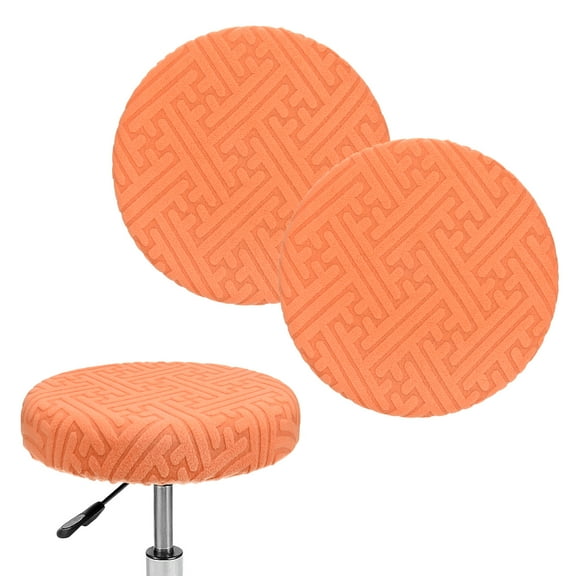 Uxcell 2-Pack Bar Stool Covers Round, for 14-16 Inch Polyester Strip Pattern Seat Covers with Elastic Bands [Orange]