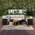 thumbnail image 3 of HOMETRENDS 8 ft. x 10 ft. Black and Tan Polyweave Outdoor Rug, Line Palm, 3 of 9