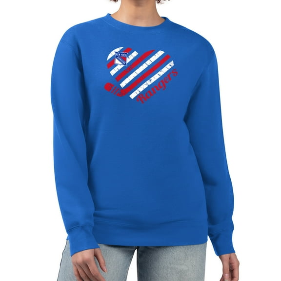 Women's G-III 4Her by Carl Banks Blue New York Rangers Heart Graphic Pullover Sweatshirt