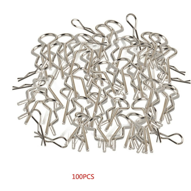 Universal RC Coche Control remoto Barco Clips de cuerpo de acero inoxidable Pasadores Hebilla en forma de R 1:10 100 Uds Kearding WJ3178-00