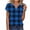 Blue, variant on Cilsoka Women's V Neck T Shirts Short Sleeve Plaid Basic Tees Trendy Summer Going Out Tops Comfy Casual Fashion Clothes